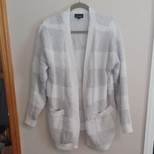 Ali + Andi Soft Fuzzy Grey And White Cardigan Xl